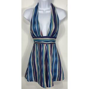 NWT Princess Polly Blue Multicolor Shimmer Molly Playsuit Retro Romper Size 2